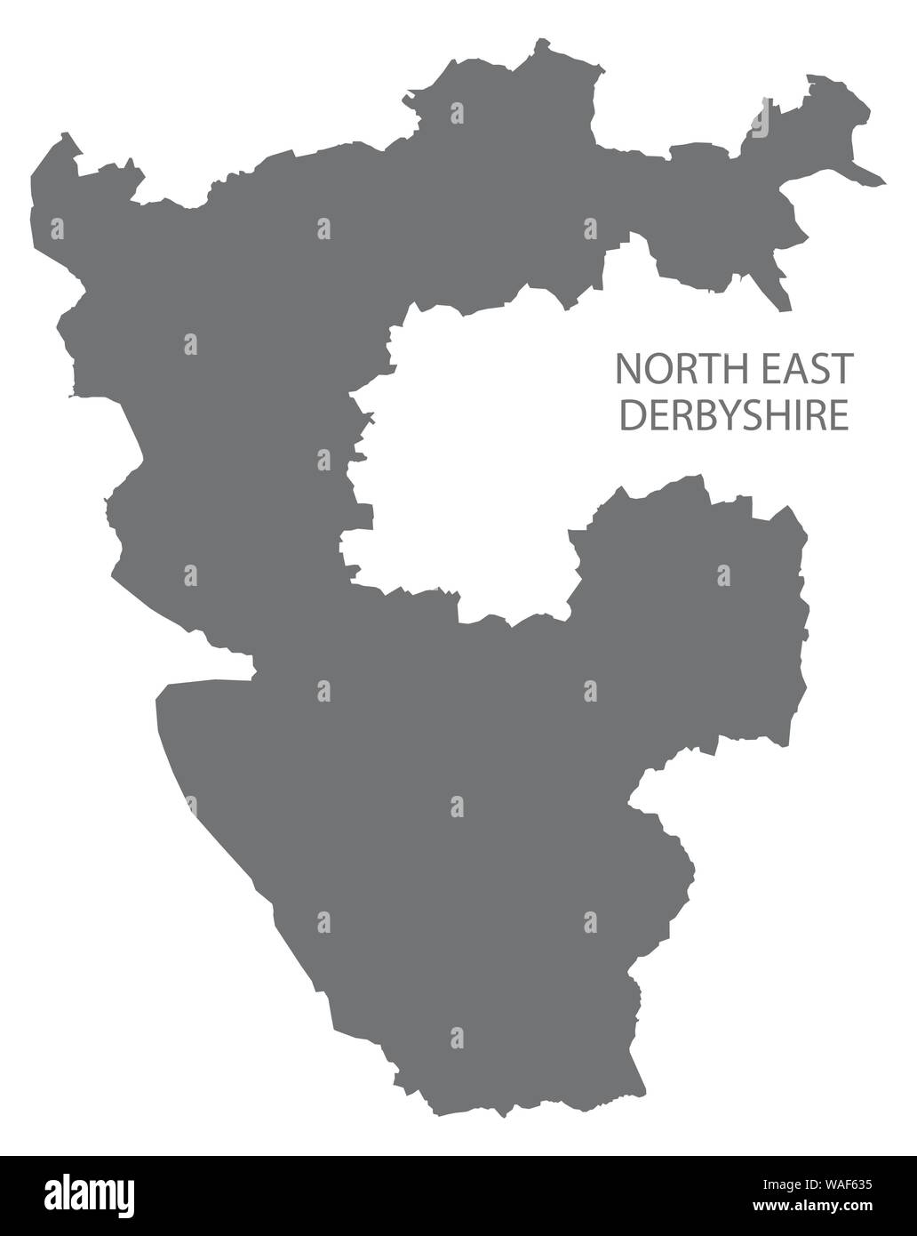 Nord Est Derbyshire grigio mappa del Distretto di East Midlands England Regno Unito Illustrazione Vettoriale