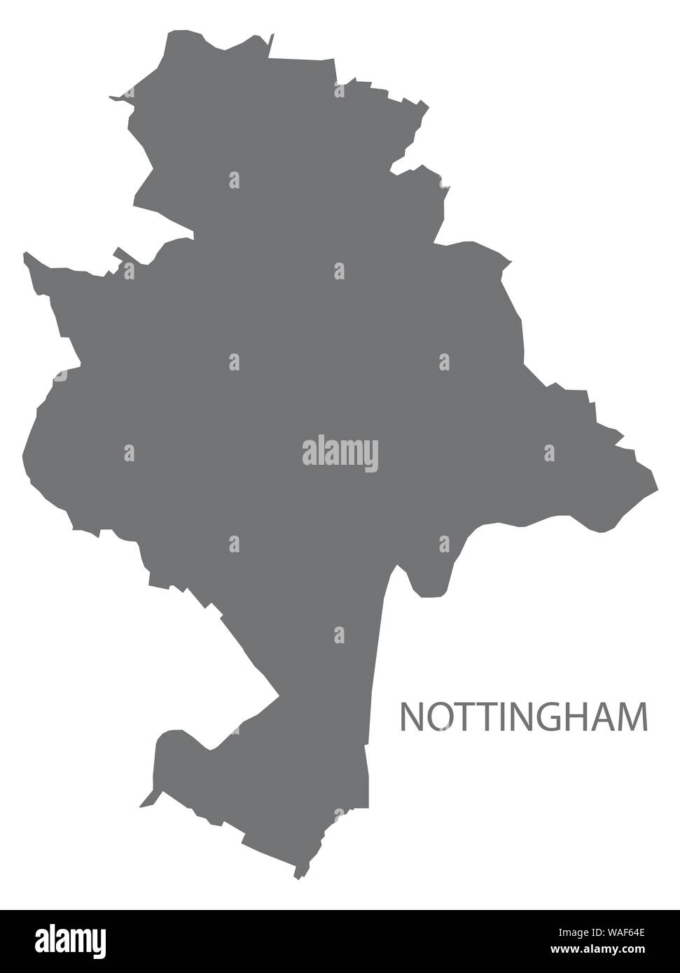 Nottingham grigio mappa del Distretto di East Midlands England Regno Unito Illustrazione Vettoriale