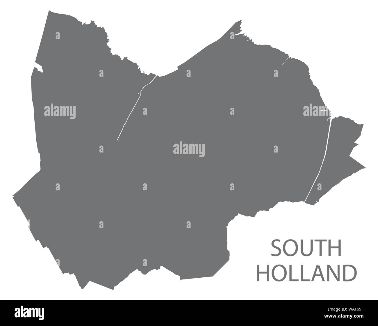 South Holland grigio mappa del Distretto di East Midlands England Regno Unito Illustrazione Vettoriale