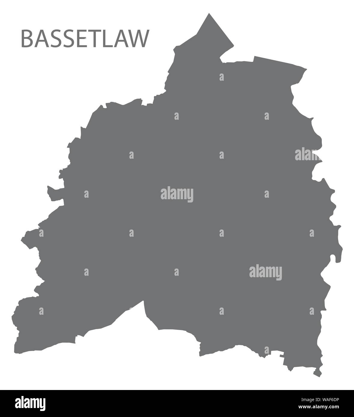 Bassetlaw grigio mappa del Distretto di East Midlands England Regno Unito Illustrazione Vettoriale