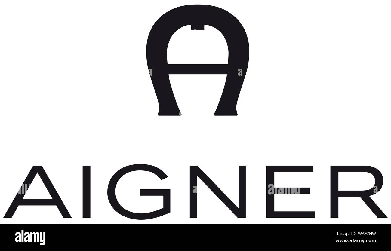 Il logo di Aigner, esclusivi prodotti in cuoio, moda, accessori, scarpe,  sfondo bianco, intaglio, Germania Foto stock - Alamy