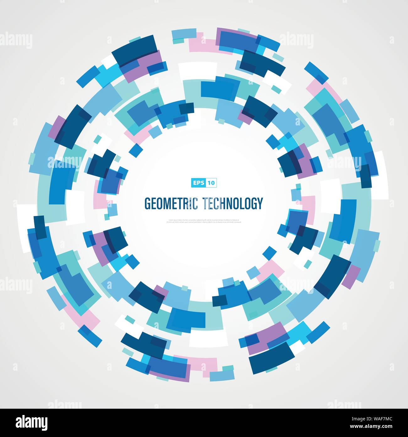 Abstract la tecnologia Blu square cerchio di colore di sfondo futuristico. Utilizzare per creare poster, elemento, artwork, modello. illustrazione eps vettoriali10 Illustrazione Vettoriale