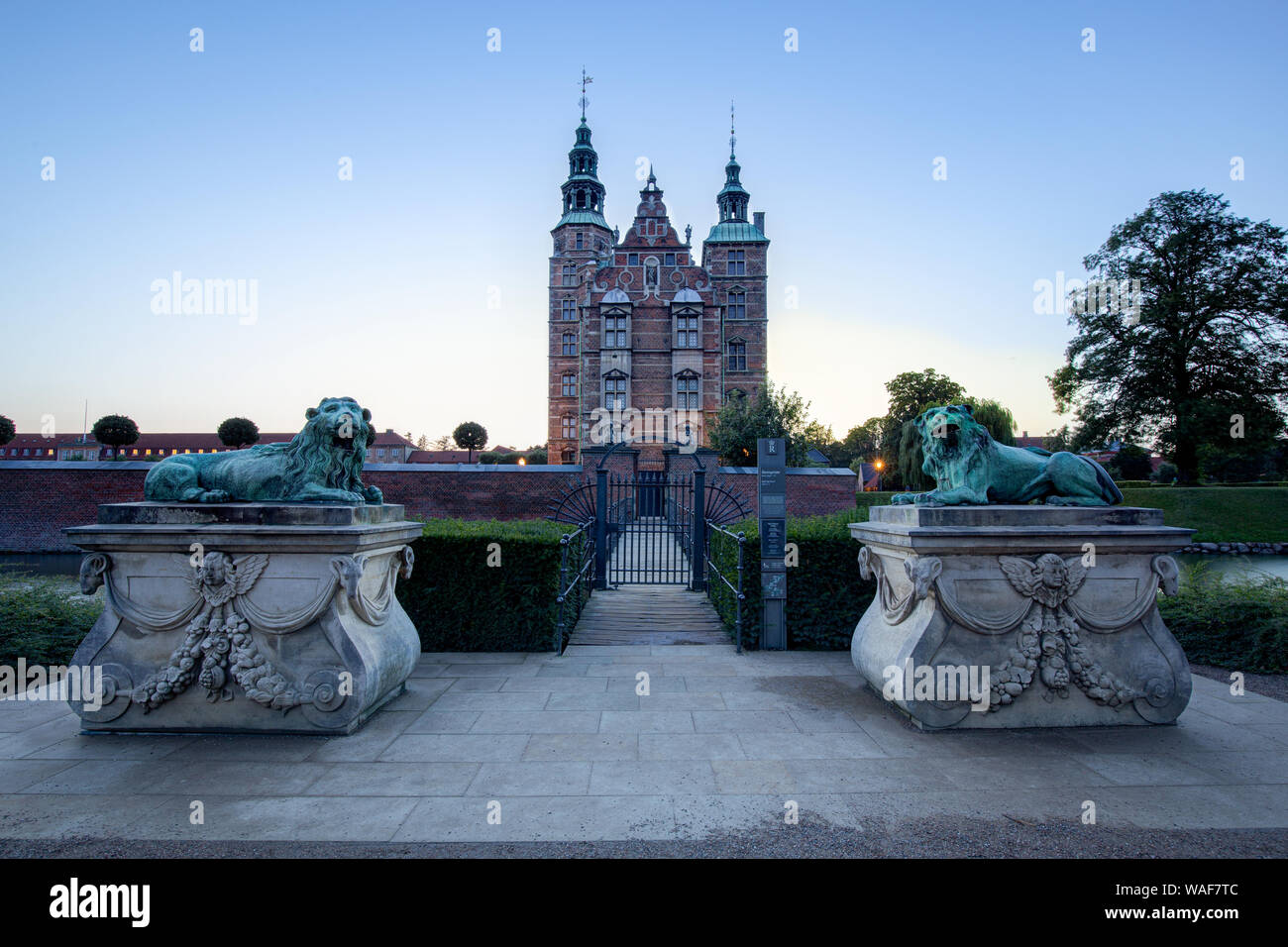 Vista al tramonto del il castello di Rosenborg a Copenaghen, Danimarca Foto Stock