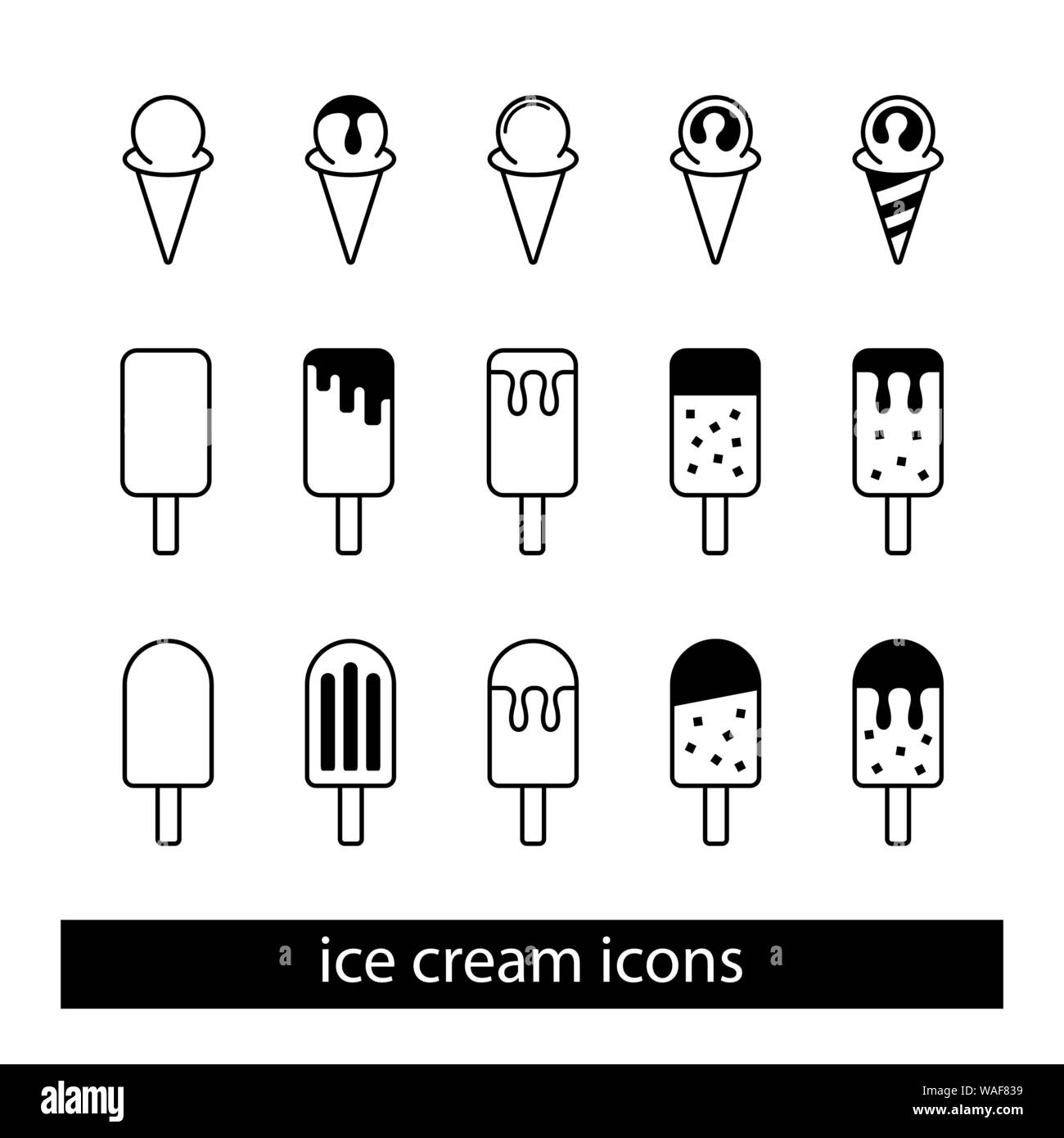 icone di gelato Illustrazione Vettoriale