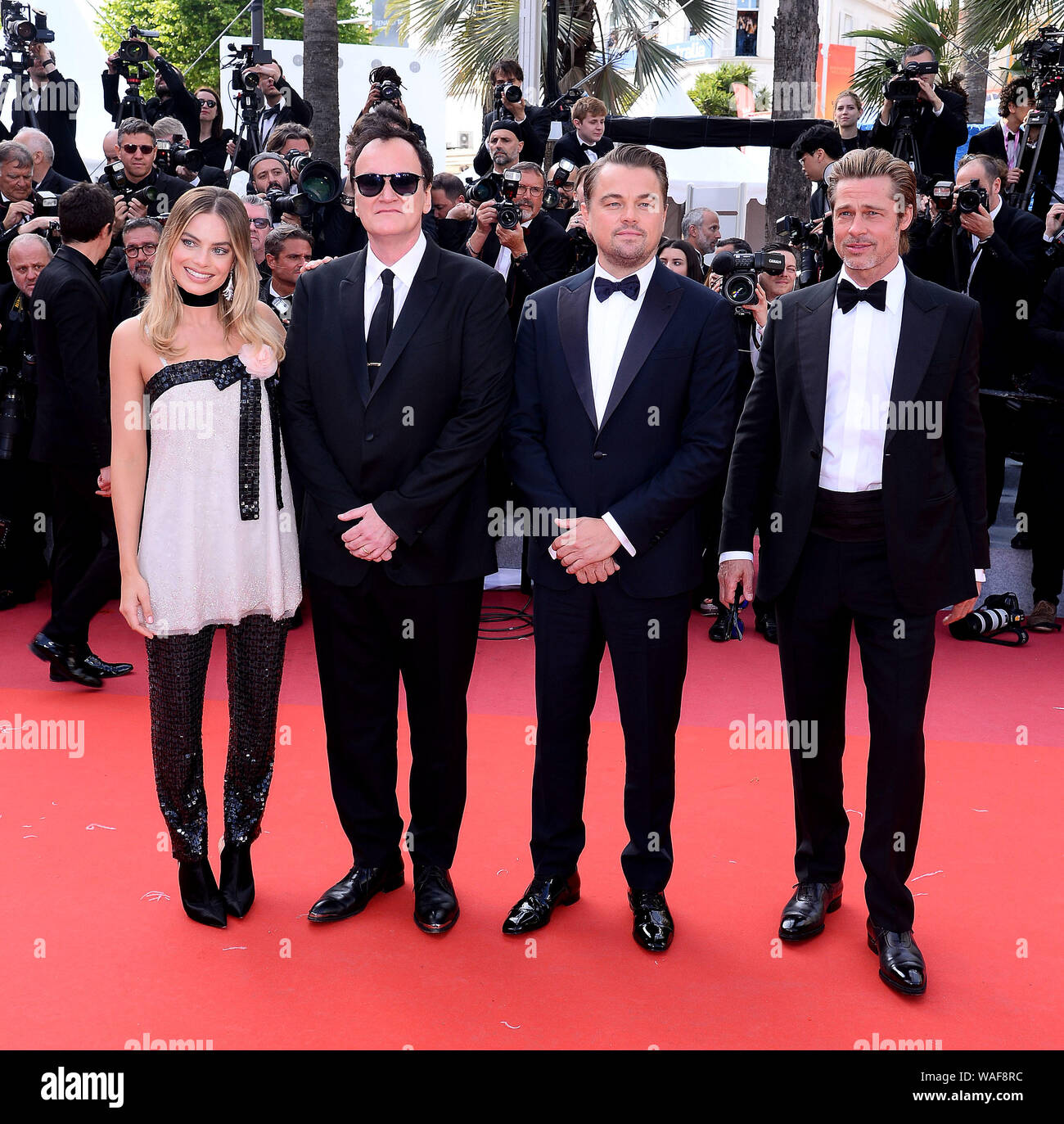 Cannes, Francia. 21 Maggio, 2019. Premiere film "Una volta in Hollywood' durante la 72a Cannes Film Festival - Brad Pitt, Quentin Tarantino, Margot Robbie, Leonardo DiCaprio Foto Stock