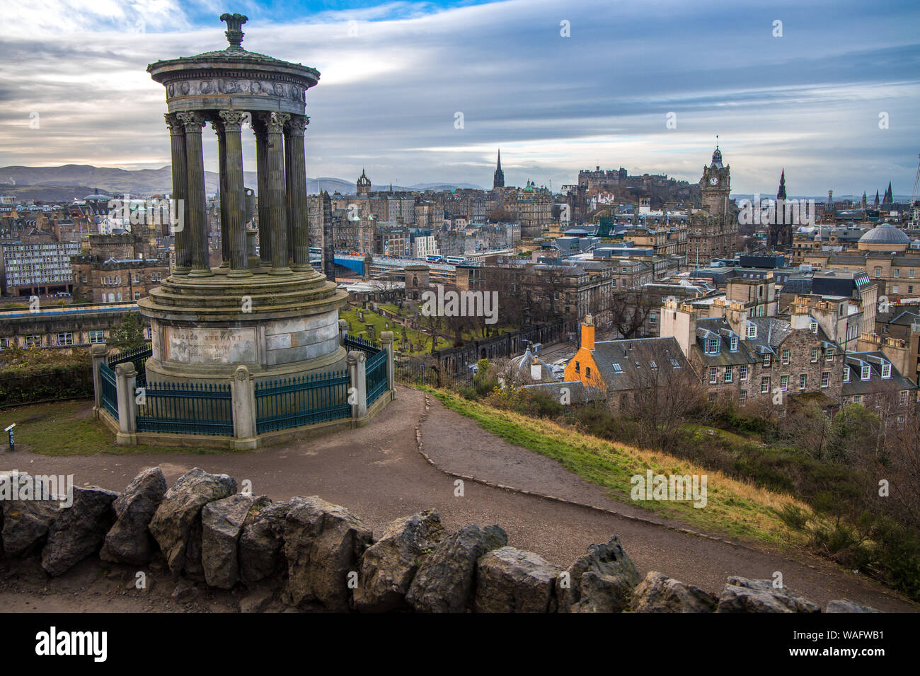 Dugald Stewart monumento un monumento al filosofo scozzese Dugald Stewart. Su Calton Hill si affaccia sulla città di Edimburgo.la Scozia, Regno Unito Foto Stock