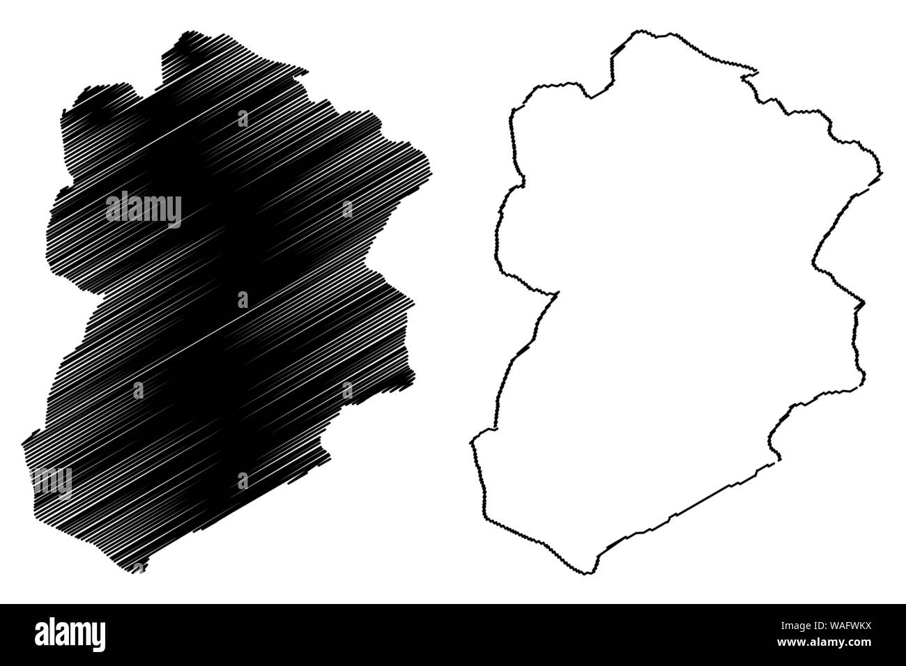 Governatorato Kasserine (governatorati della Tunisia, Repubblica di Tunisia) mappa illustrazione vettoriale, scribble schizzo Kasserine mappa Illustrazione Vettoriale