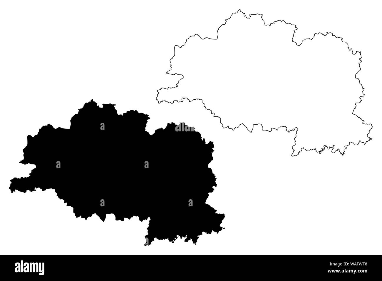Regione di Vitebsk (Repubblica di Bielorussia, Bielorussia o Bielorussia, regioni di Bielorussia) mappa illustrazione vettoriale, scribble schizzo Vitsebsk Voblast o Viteb Illustrazione Vettoriale