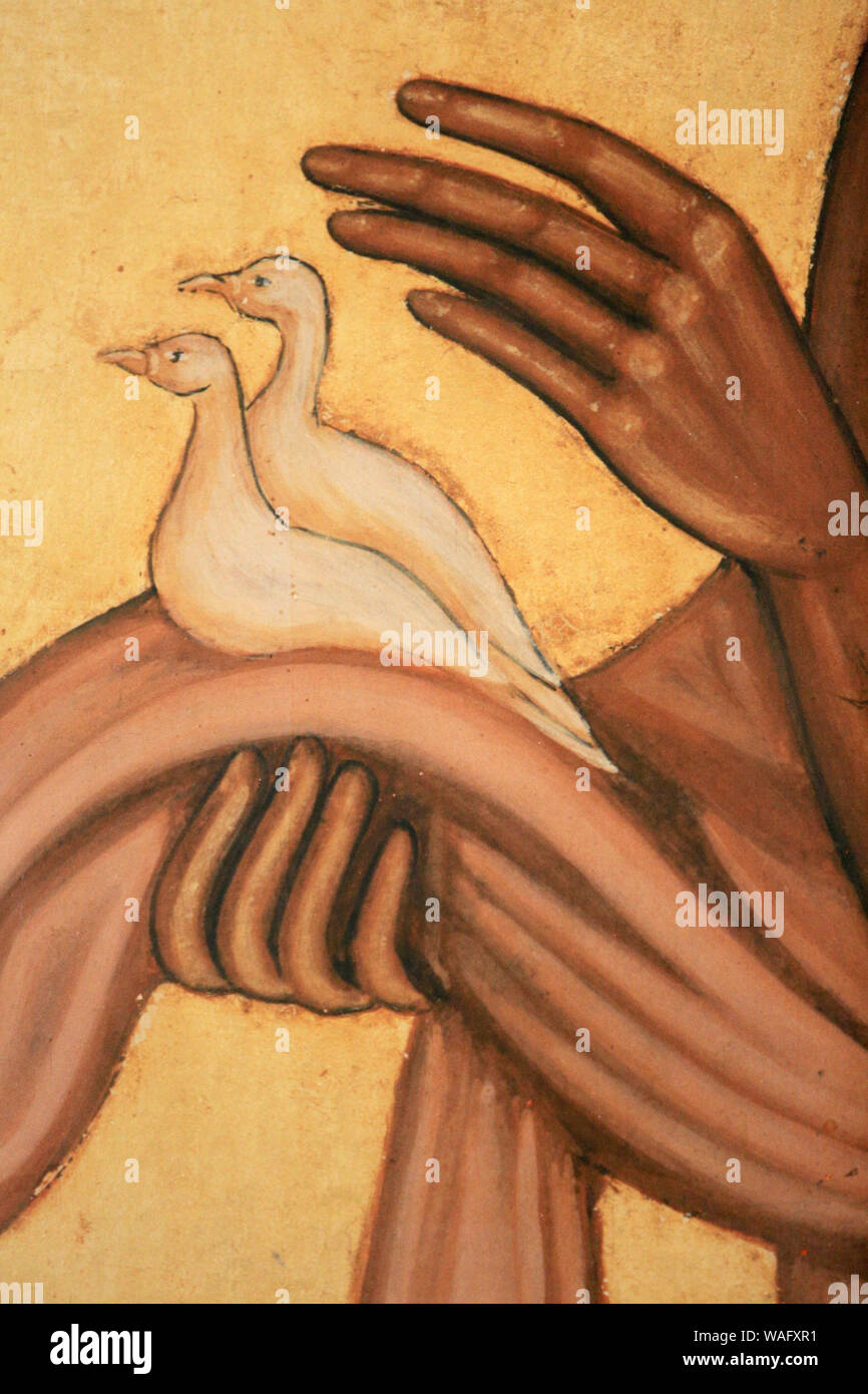 I dettagli. San Giuseppe. Le colombe della pace. Suore della Carità di Nazareth convento. Foto Stock
