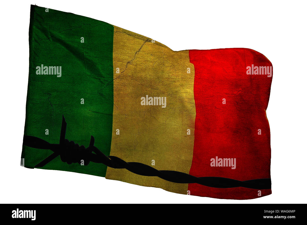 Bandiera Italiana con filo spinato Foto Stock