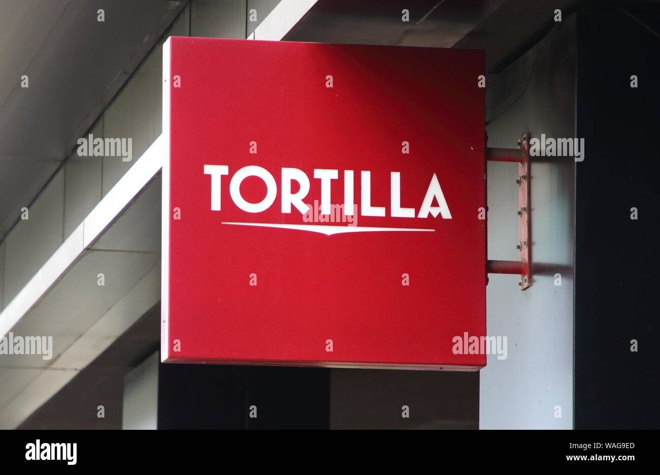 Londra, Regno Unito. 19 Ago, 2019. Tortilla ristorante nel recentemente sviluppato Kings Boulevard e Pancras piazza alle spalle della Londra Kings Cross Rail Station. Credito: Keith Mayhew/SOPA Immagini/ZUMA filo/Alamy Live News Foto Stock