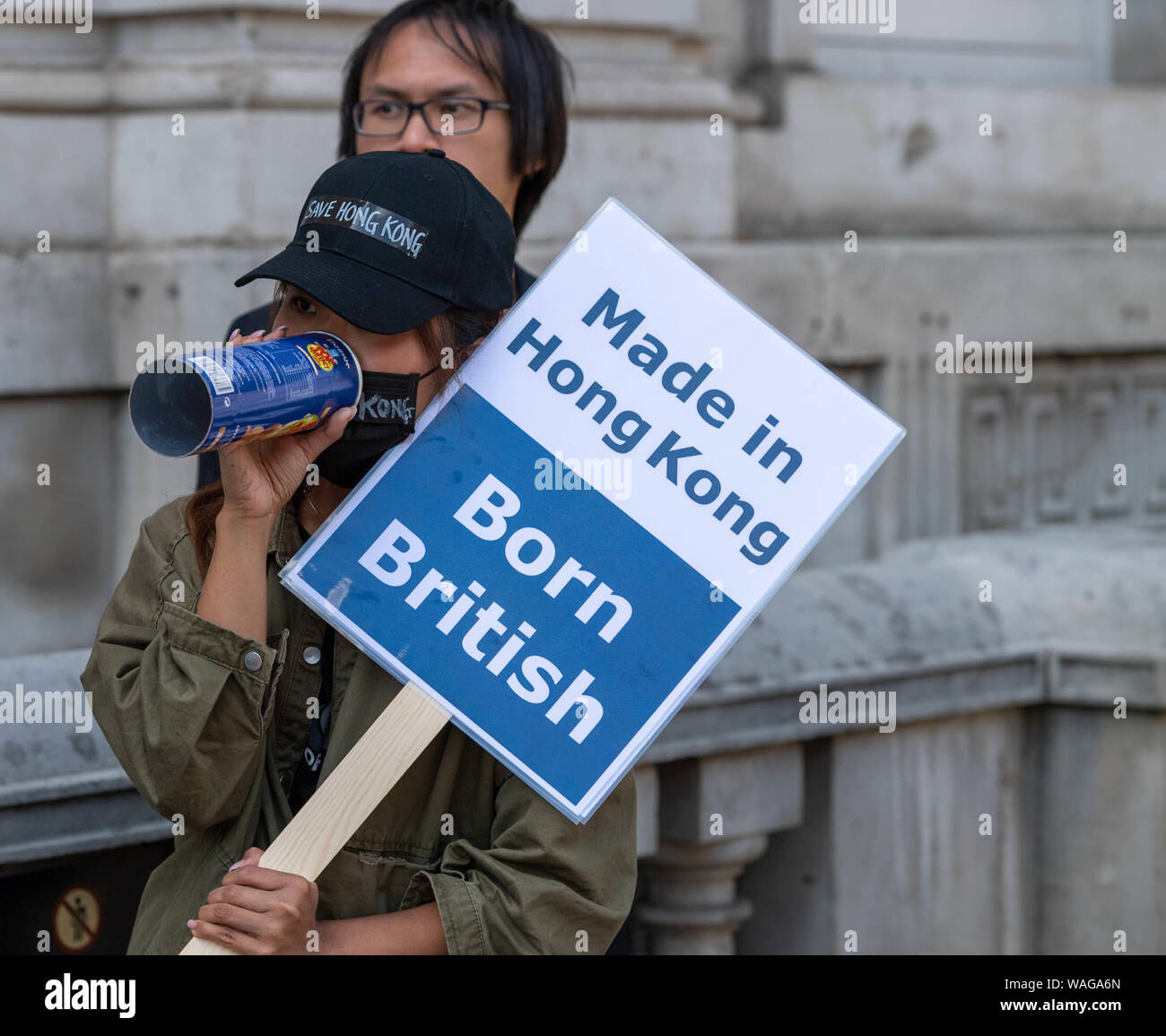 Londra 20 agosto 2019 Pro la democrazia di Hong Kong dimostranti fuori dal Cabinet Office in Whitehall London Credit Ian DavidsonAlamy Live News Foto Stock