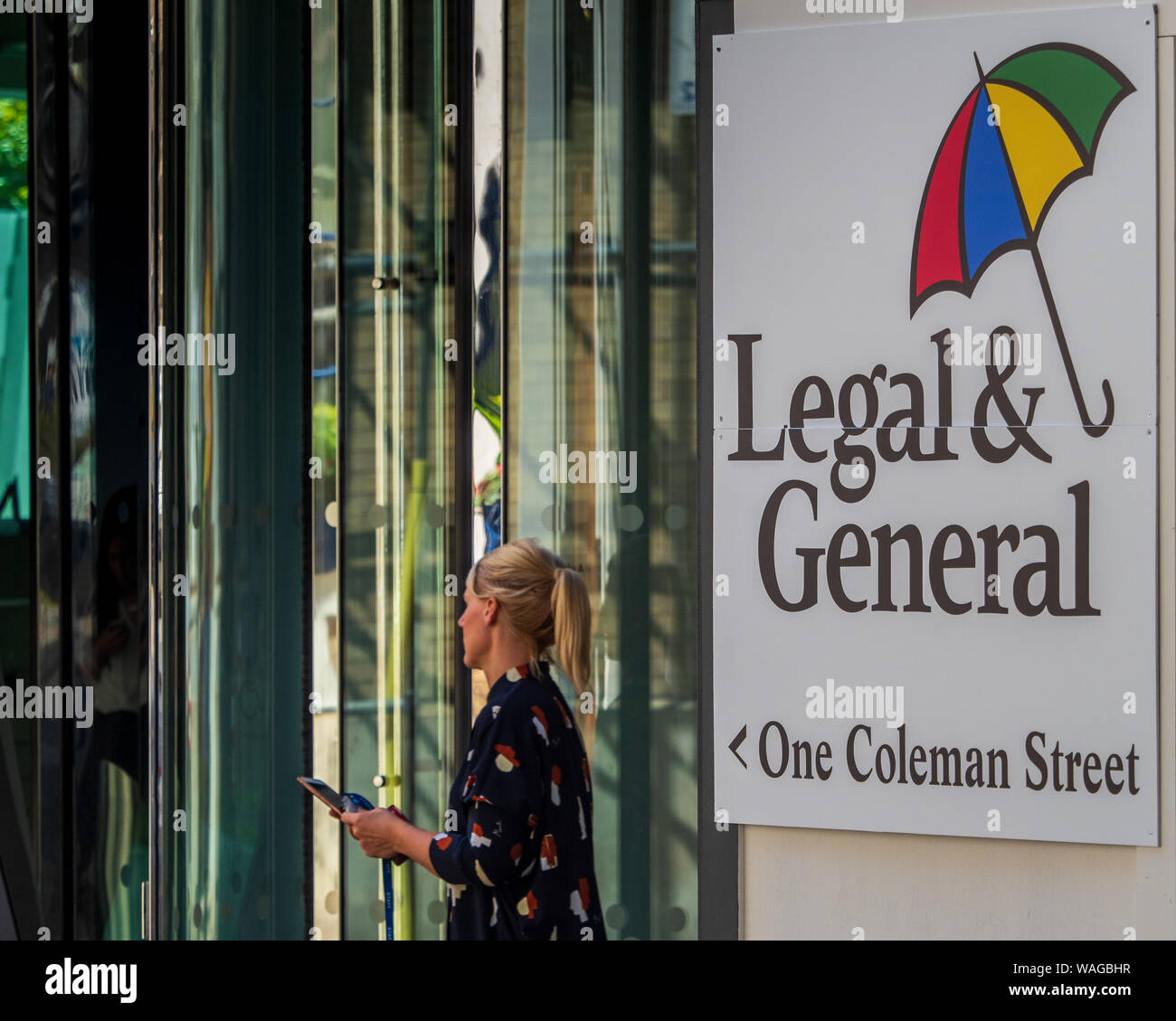 Sede legale e generale presso One Coleman Street nel quartiere finanziario della città di Londra Foto Stock