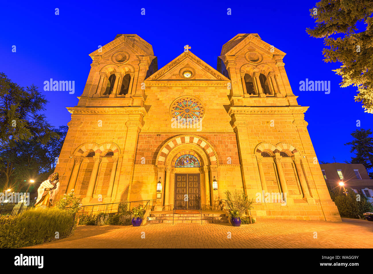 Basilica Cattedrale di San Francesco di Assisi a Santa Fe, New Mexico, negli Stati Uniti. Foto Stock