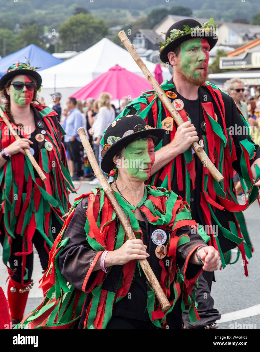 Morris ballerini folk a Sidmouth Folk Week Festival 2019 Foto Stock