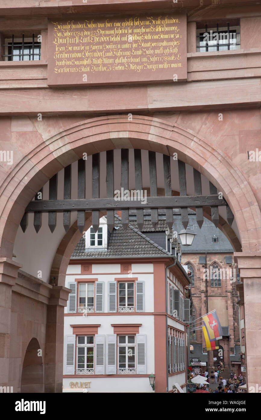 Torre del Ponte - Museo Bruckentor, Heidelberg, Germania Foto Stock