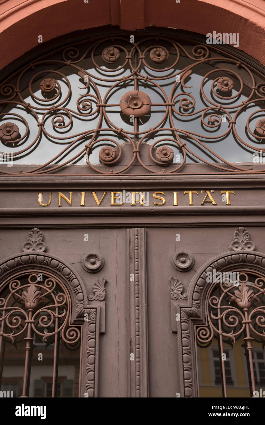 Porta a University Museum, Heidelberg, Germania Foto Stock