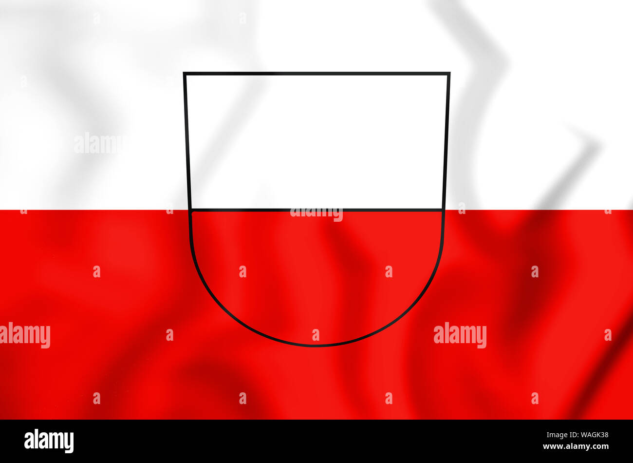 3D Bandiera di Rottenburg am Neckar Baden-Wuerttemberg (Germania). 3D'illustrazione. Foto Stock