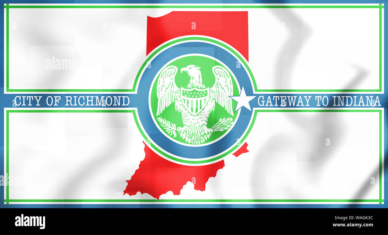 3D Bandiera di Richmond (Indiana), STATI UNITI D'AMERICA. 3D'illustrazione. Foto Stock