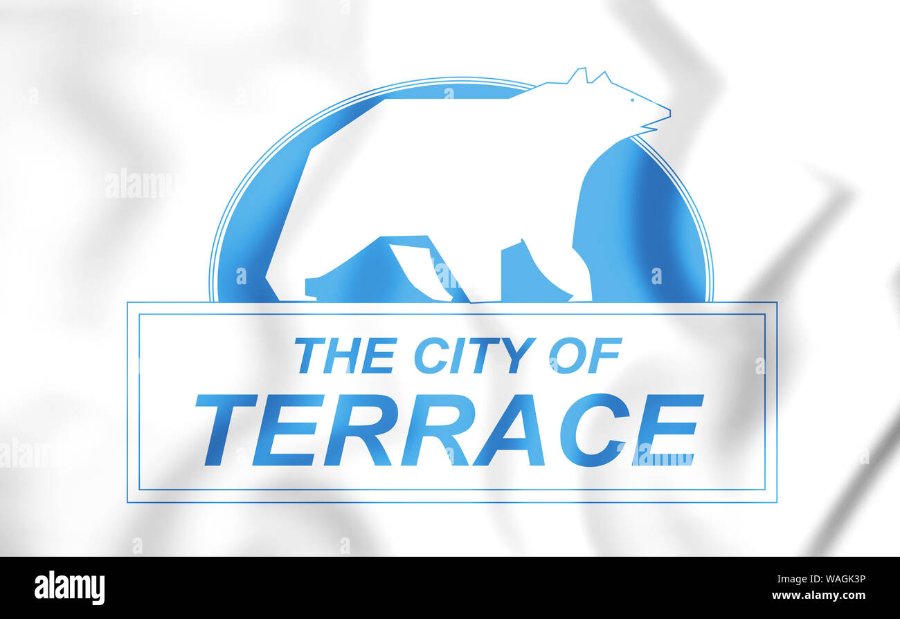 3D Bandiera della terrazza (British Columbia), Canada. 3D'illustrazione. Foto Stock