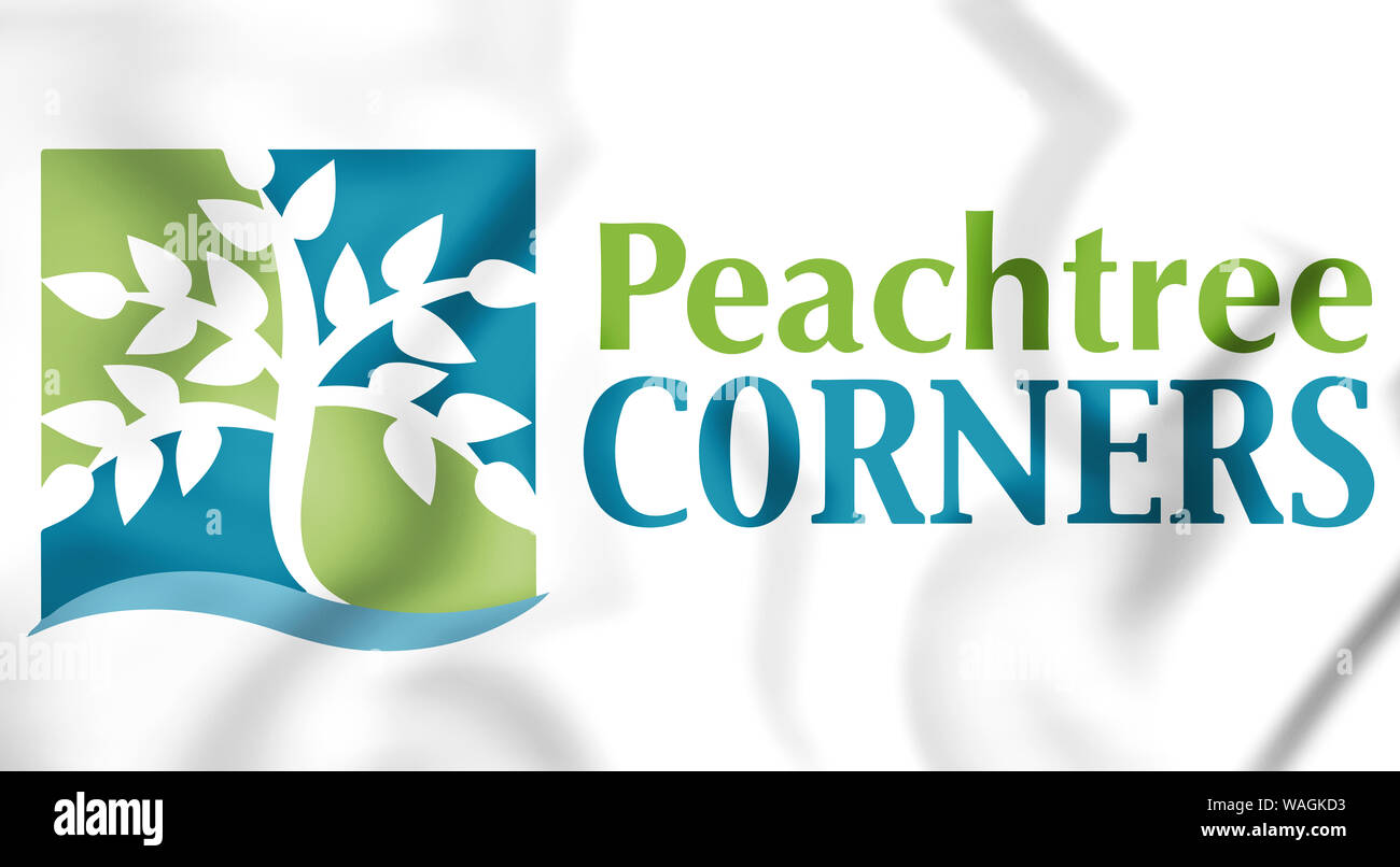 3D emblema di Peachtree Corners (Georgia), STATI UNITI D'AMERICA. 3D'illustrazione. Foto Stock