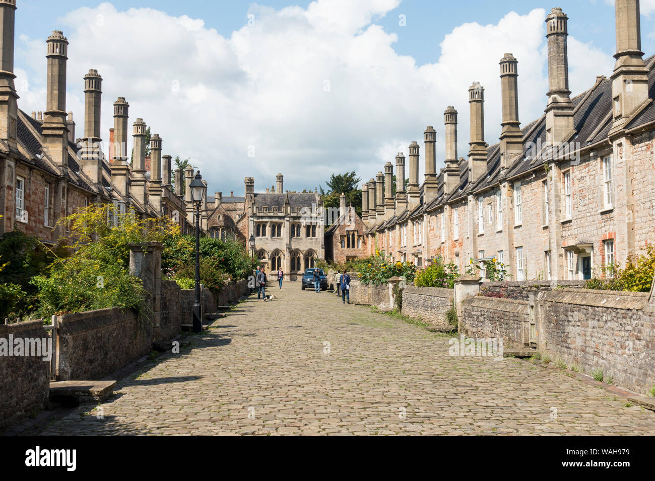 Vicario vicino, strada storica, pozzi, Somerset, Inghilterra, Regno Unito. Foto Stock