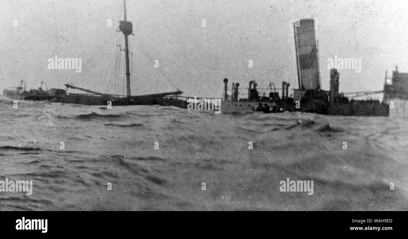 SS Lucia naufragio in Atlantico occidentale dopo che lei è stato silurato, 17 Ottobre 1918 Foto Stock