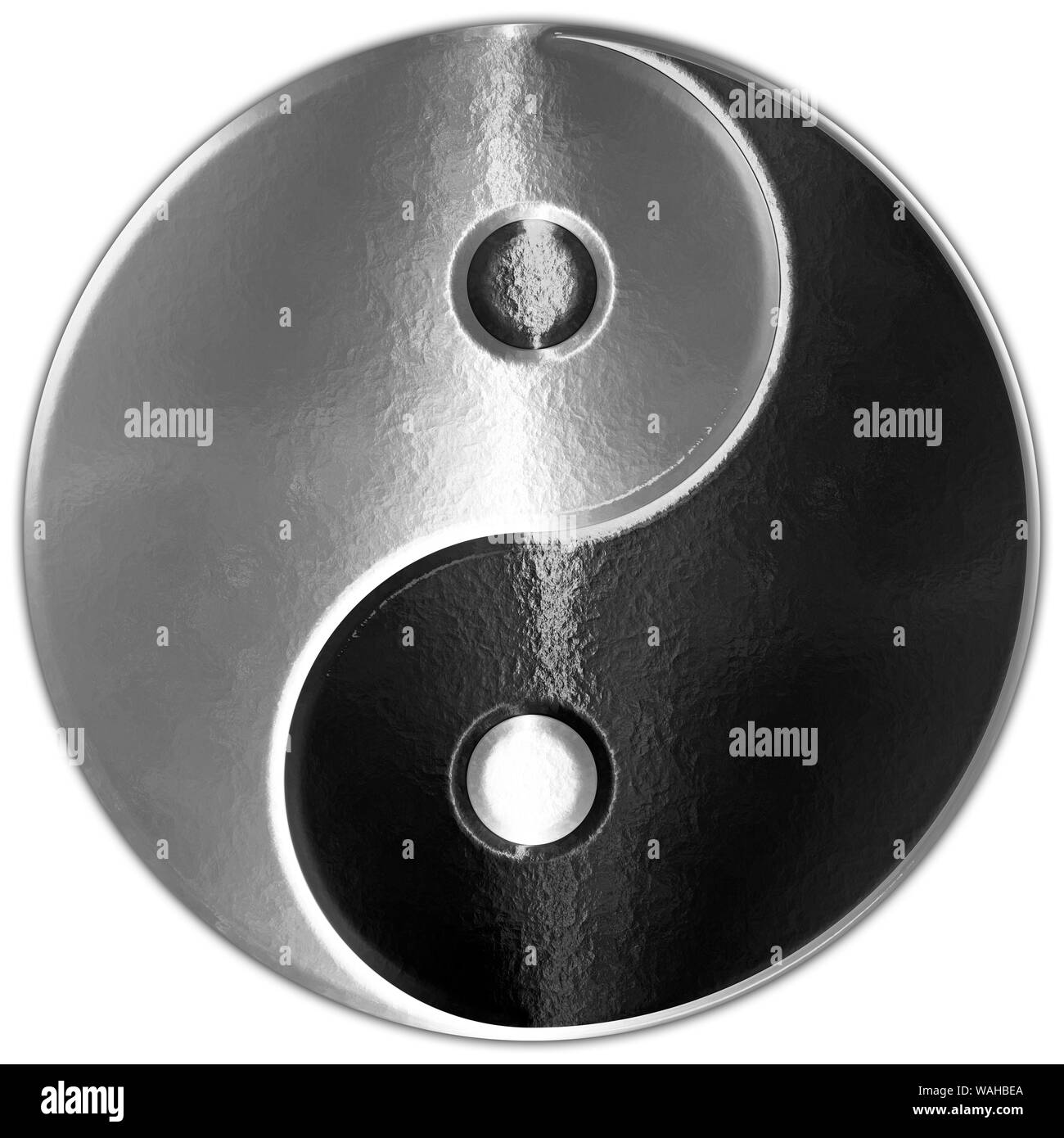 Yin Yang simbolo orientale stile metallico, elaborazione grafica Foto Stock