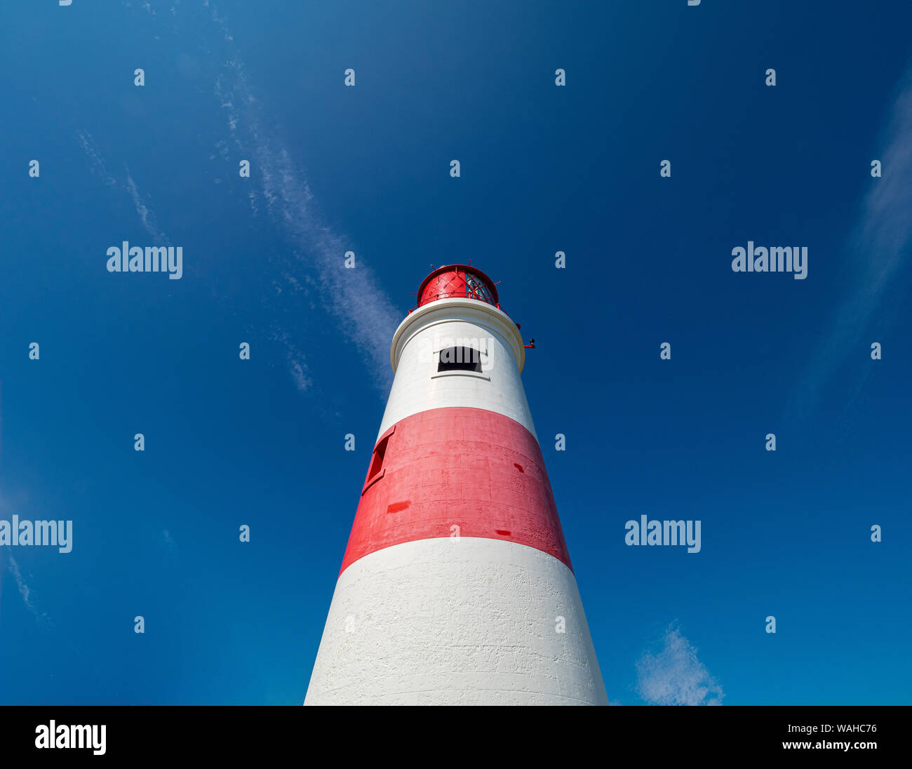 Sunuter Lighthouse nel villaggio di Marsden, South Shields, Tyne & Wear, Regno Unito. Foto Stock