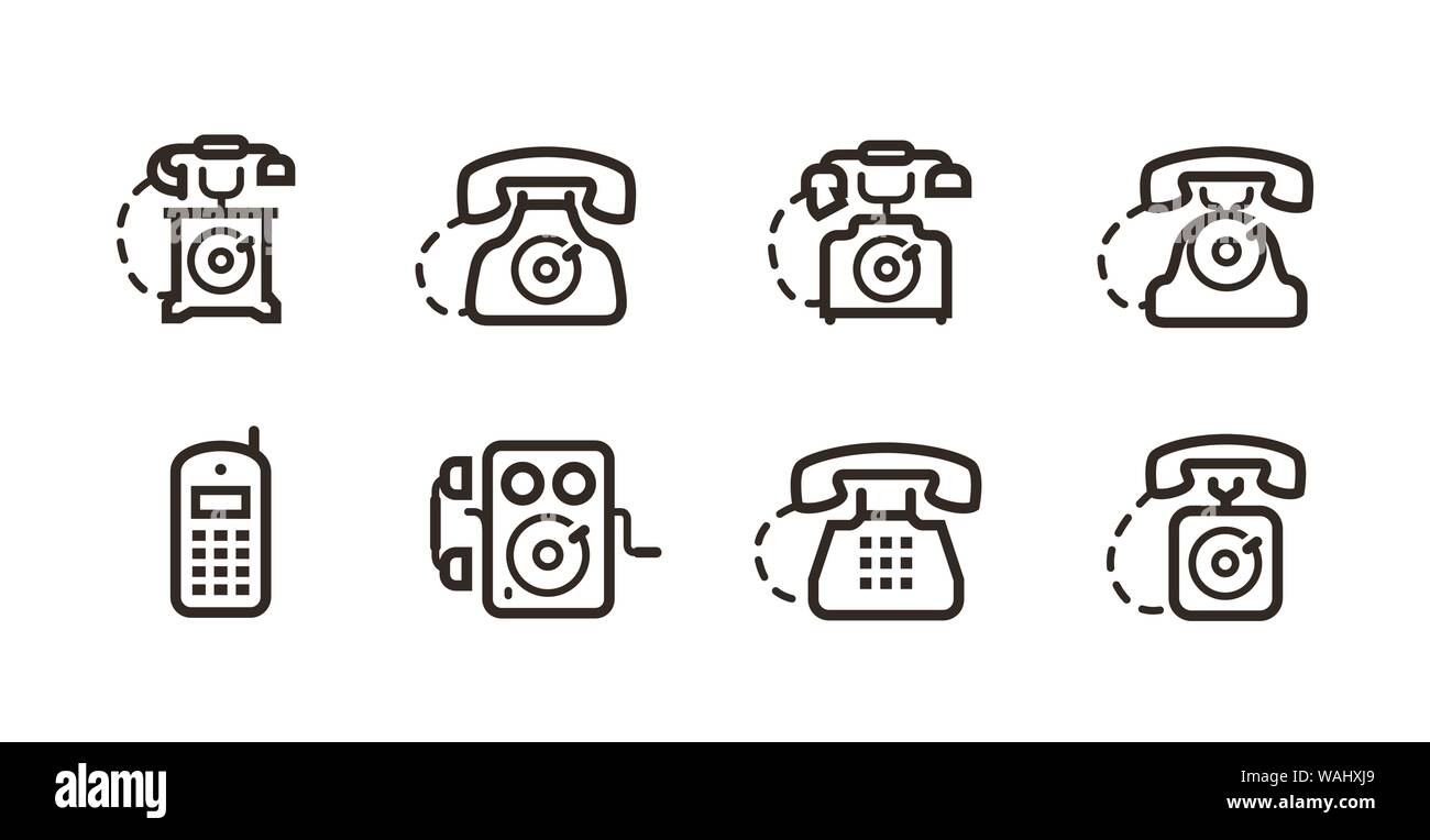 Set di icone del telefono. Simbolo della chiamata telefonica. Illustrazione vettoriale Illustrazione Vettoriale