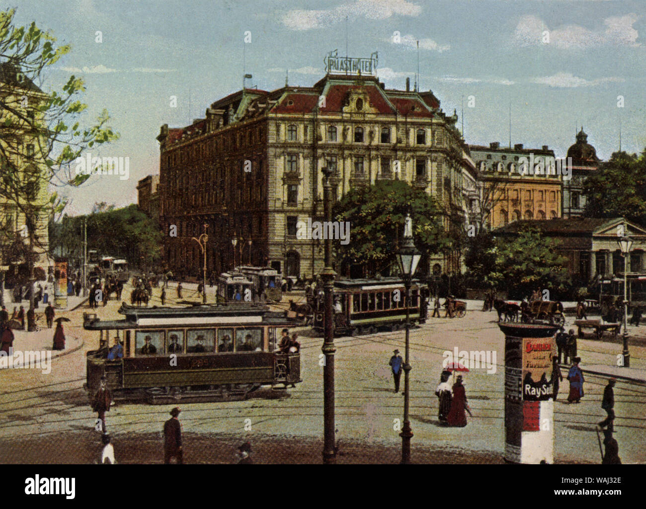 Berlino: Palasthotel e tram, Potsdamer Platz , (postcard, ca. 1900) Foto Stock