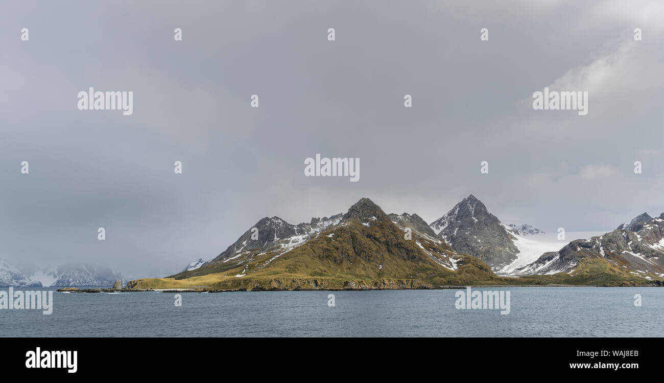 Cooper Bay all'estremità meridionale della Georgia del Sud con Quensel ghiacciaio. Foto Stock