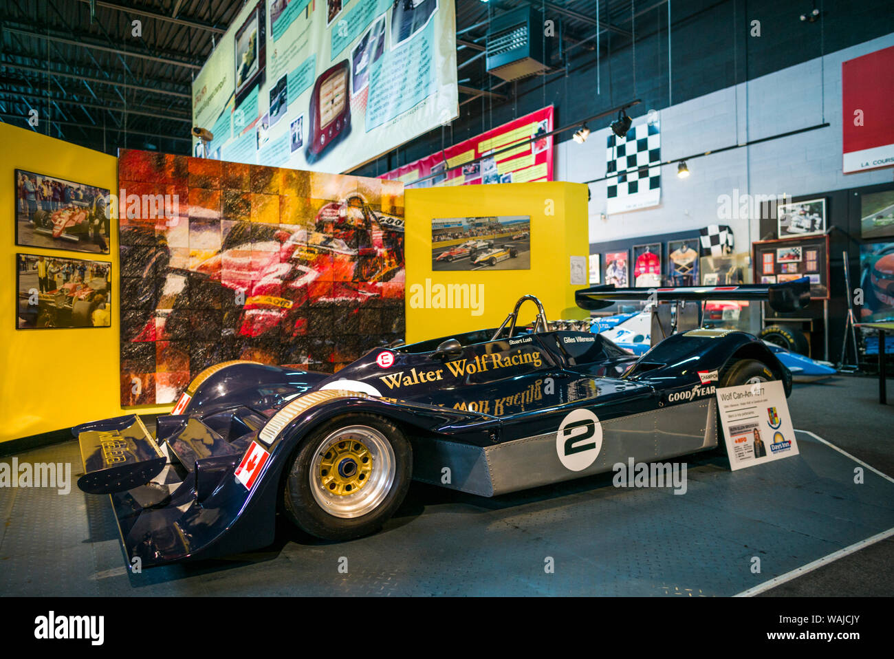 Canada Quebec, Berthierville. Museo Gilles Villeneuve, dedicato alla leggendaria auto racer Gilles Villeneuve e suo fratello Jacques, vetture da corsa Foto Stock