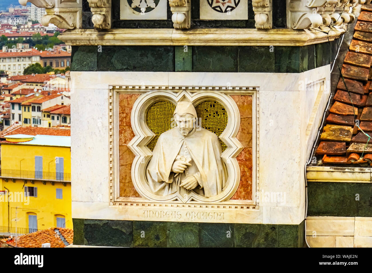 Moreas statua, Firenze, Italia. Finito di 1400's. Nome formale del Duomo di Santa Maria del Fiore. Foto Stock