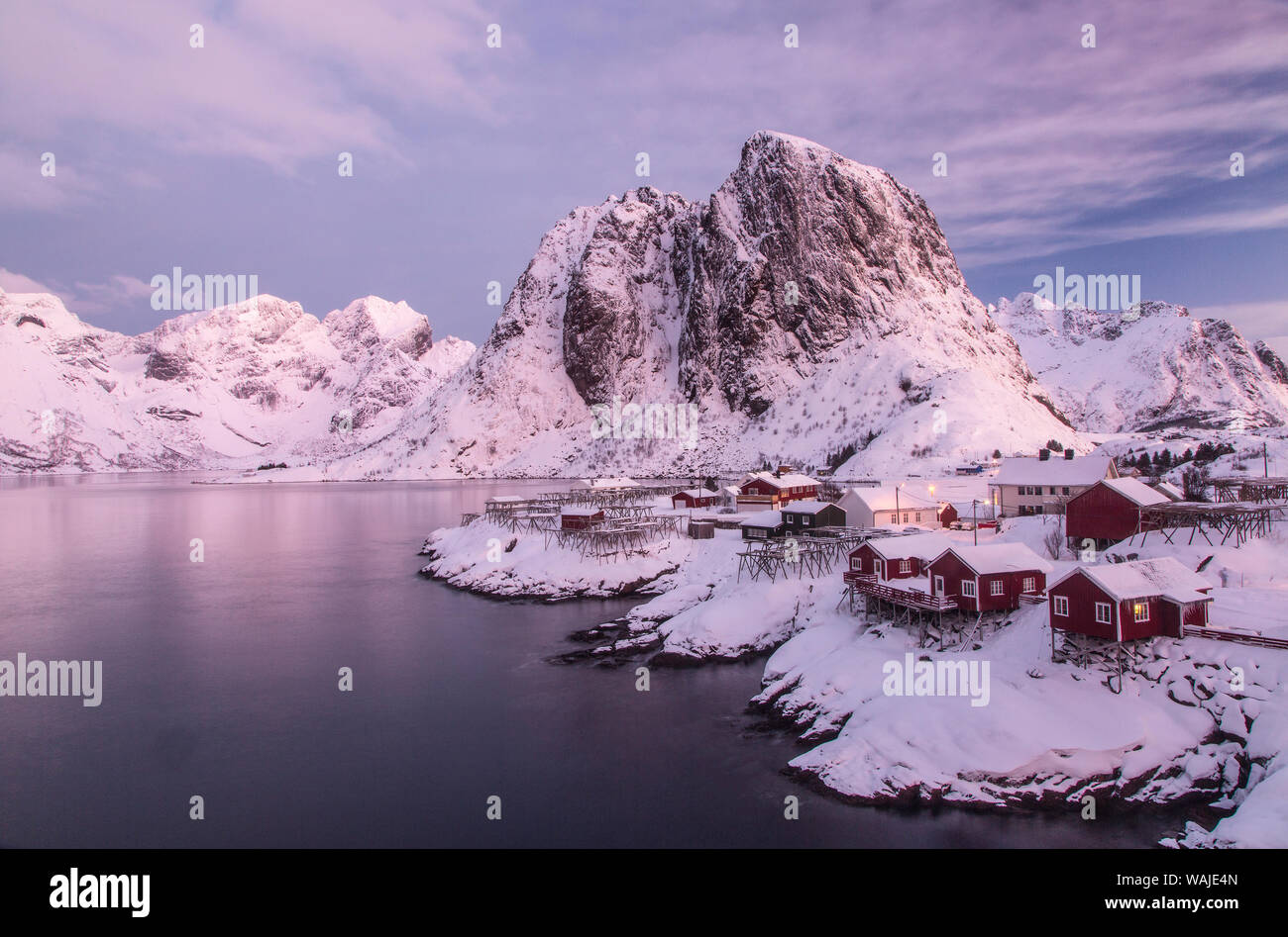 Europa, Isole Lofoten Moskenesoya, Sakrisoy nei, Norvegia. Foto Stock