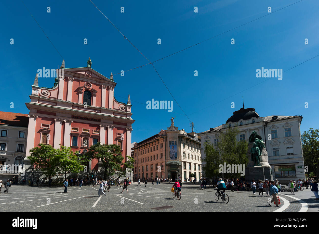 Preseren Square e chiesa francescana dell Annunciazione Ljubljana, Slovenia. Foto Stock