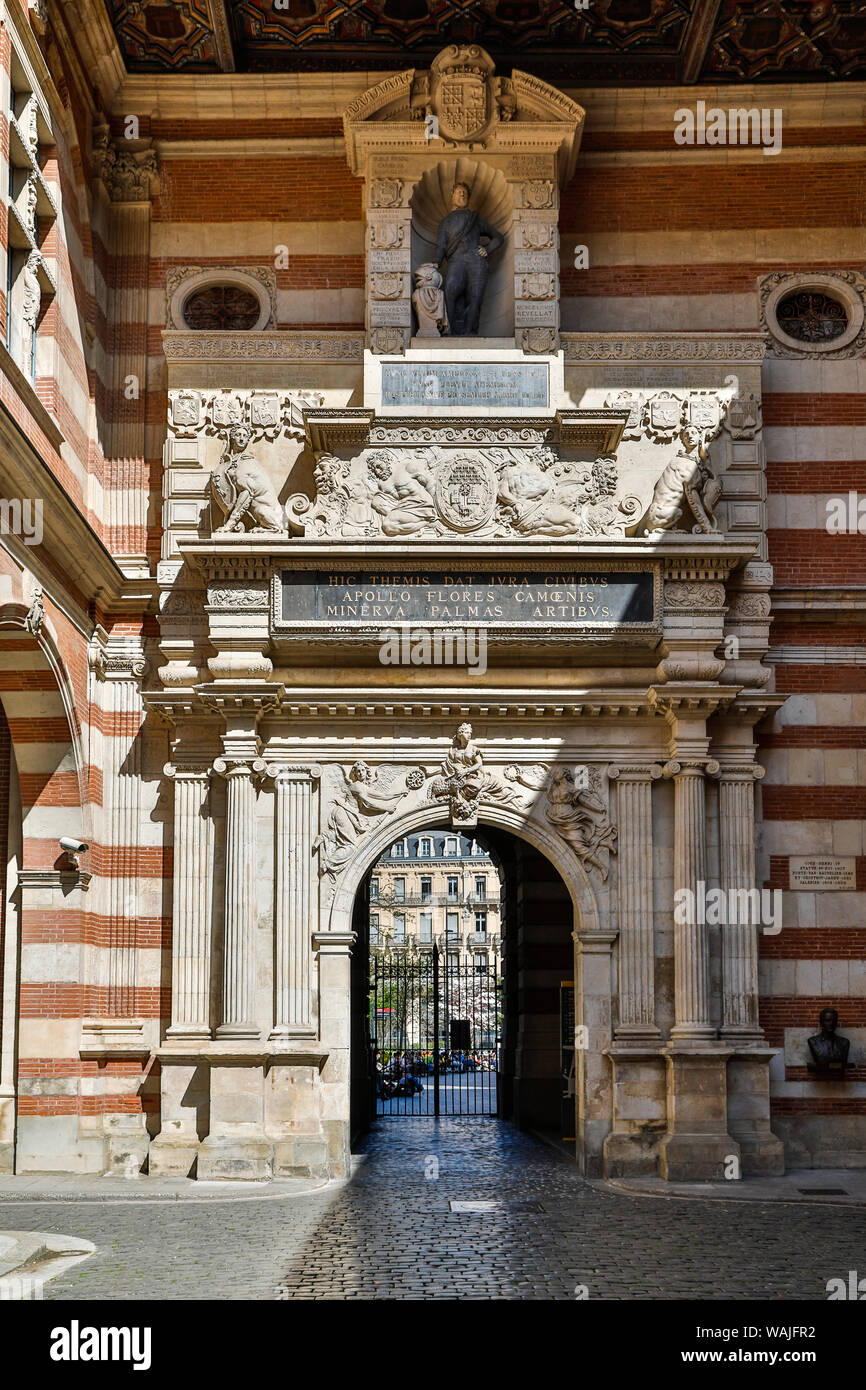 Francia, Toulouse. Capitole de Toulouse (city hall e amministrazione) ingresso sincronizzato. Foto Stock
