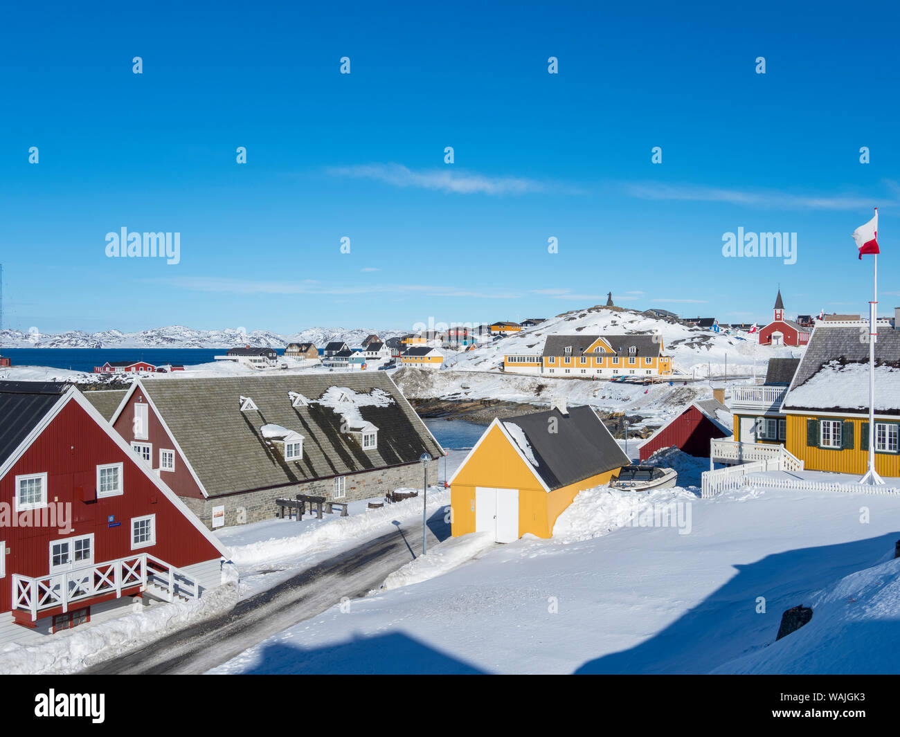 Il Museo Nazionale presso il lungomare del porto coloniale. Nuuk, capitale della Groenlandia. (Solo uso editoriale) Foto Stock