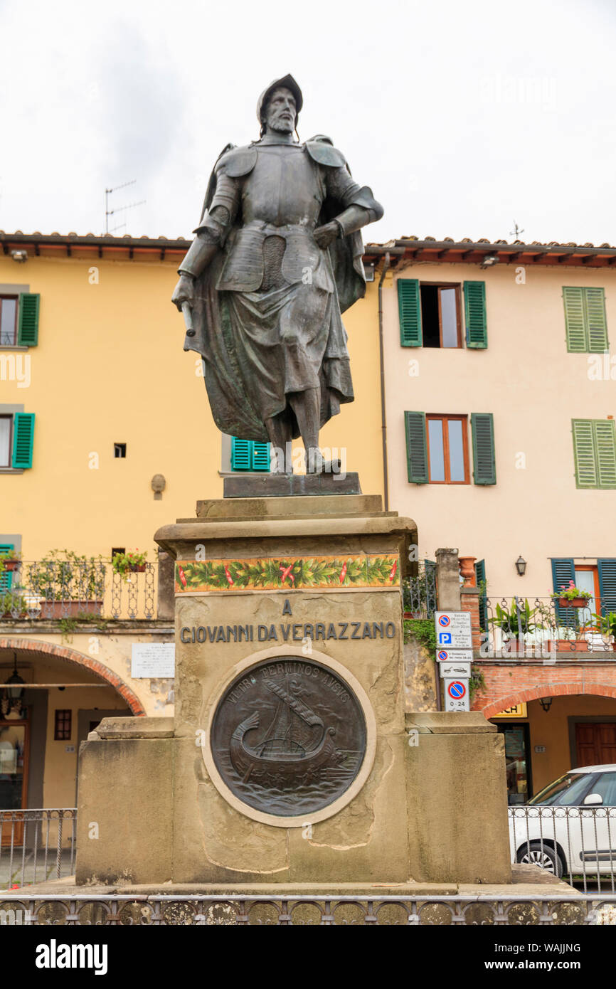 L'Italia, Greve in Chianti. Giovanni da Verrazzano. 1485-1528 Annuncio. Un italiano di explorer di America del Nord, al servizio del Re Francesco I di Francia. Foto Stock