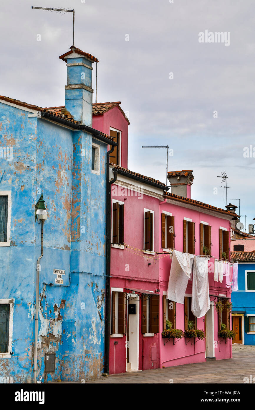 L'Italia, Venezia e Burano. Servizio lavanderia Servizio giorno Foto Stock