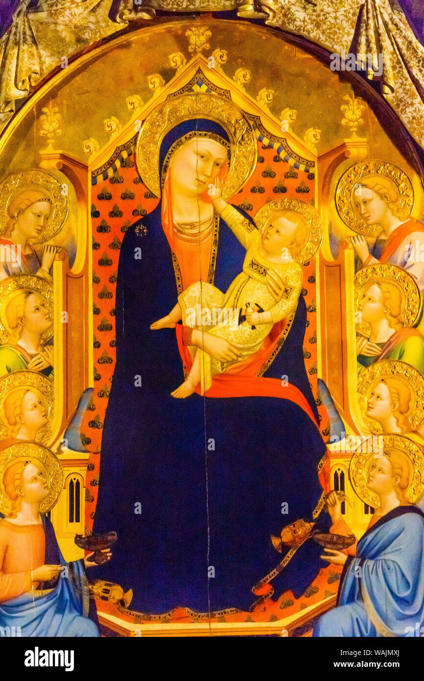 La Madonna e il Bambino pittura, la Chiesa di Orsanmichele, Firenze, Italia. Bernardo Daddi pittura 1365 Foto Stock