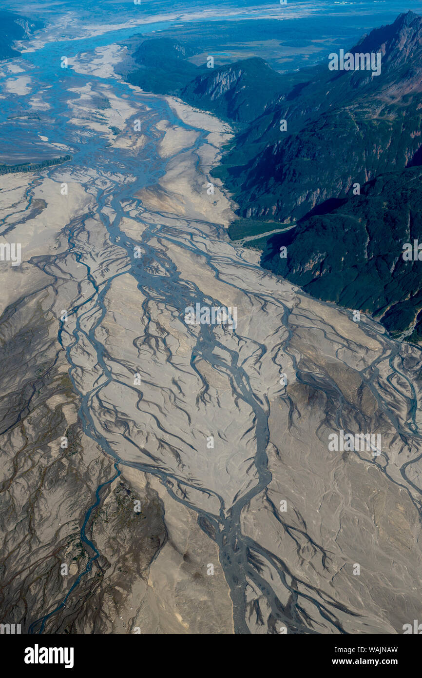 Aerial del Parco Nazionale e Riserva del Lago Clark, Alaska, Stati Uniti d'America. Foto Stock