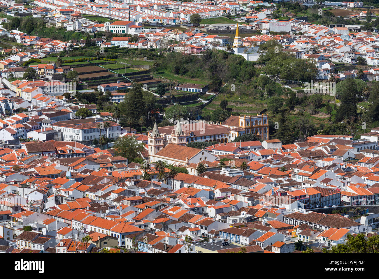 Portogallo Azzorre, l'isola di Terceira, Angra do Heroismo dal Monte Brasil Foto Stock