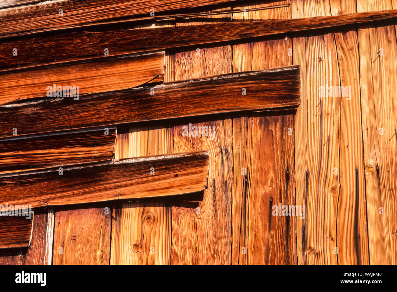 Facciata in legno dettaglio, miniera di Inyo, Echo Canyon, California Foto Stock