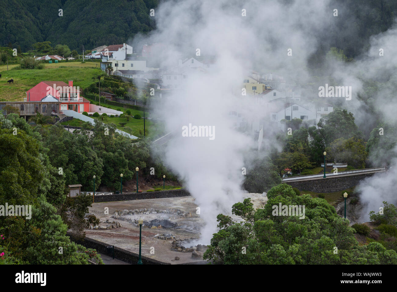 Portogallo Azzorre, isola Sao Miguel, Furnas. Hot Springs area Foto Stock