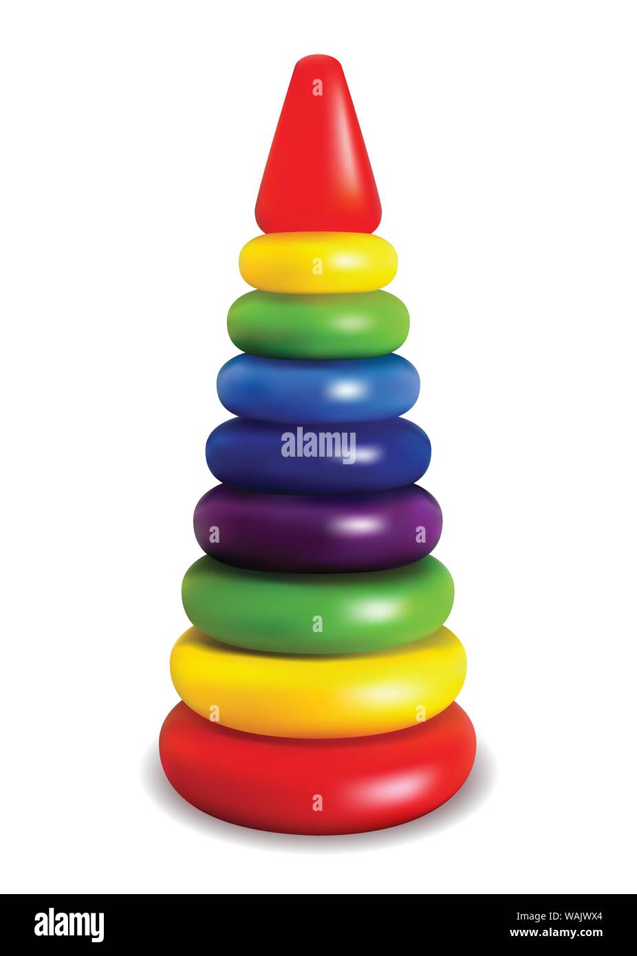 Piramide. Lo sviluppo di gioco per i bambini. Colore luminoso giocattolo di plastica. Oggetto isolato. Illustrazione Vettoriale. Illustrazione Vettoriale