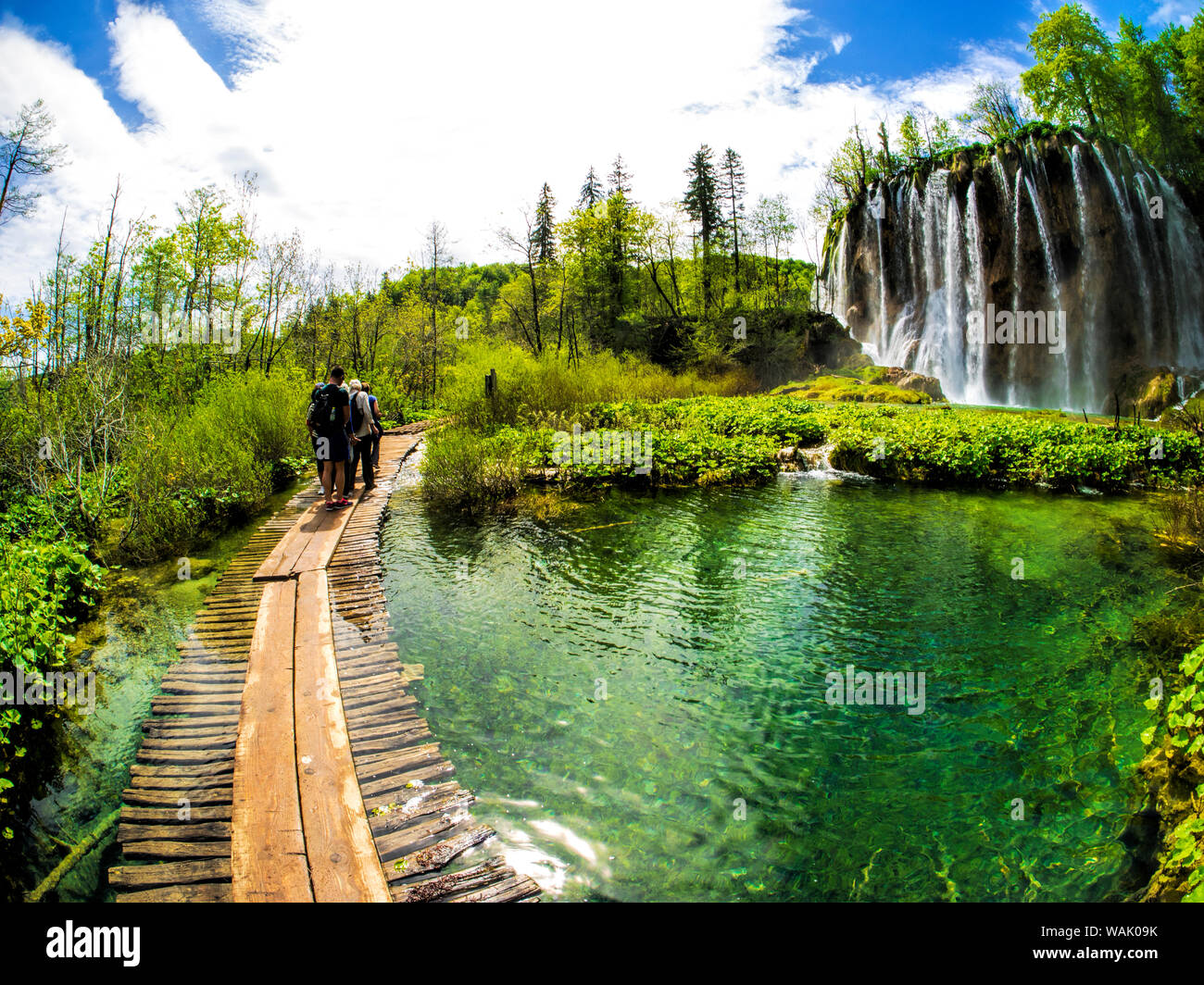 La Croazia. Il Parco Nazionale dei Laghi di Plitvice, alle cascate del Parco Nazionale dei laghi di Plitvice Foto Stock