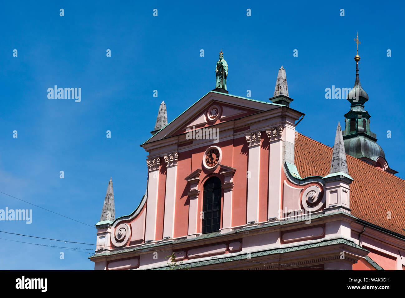 Dettaglio della chiesa francescana di Annunciazione di Lubiana, Slovenia. Foto Stock
