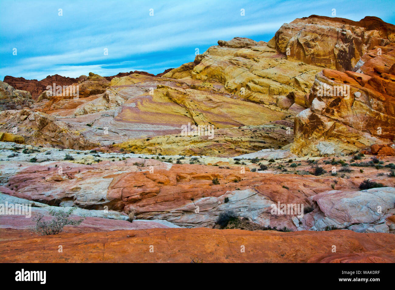 Paesaggio roccioso, cupole bianche Area, la Valle del Fuoco del parco statale, Nevada, Stati Uniti d'America. Foto Stock