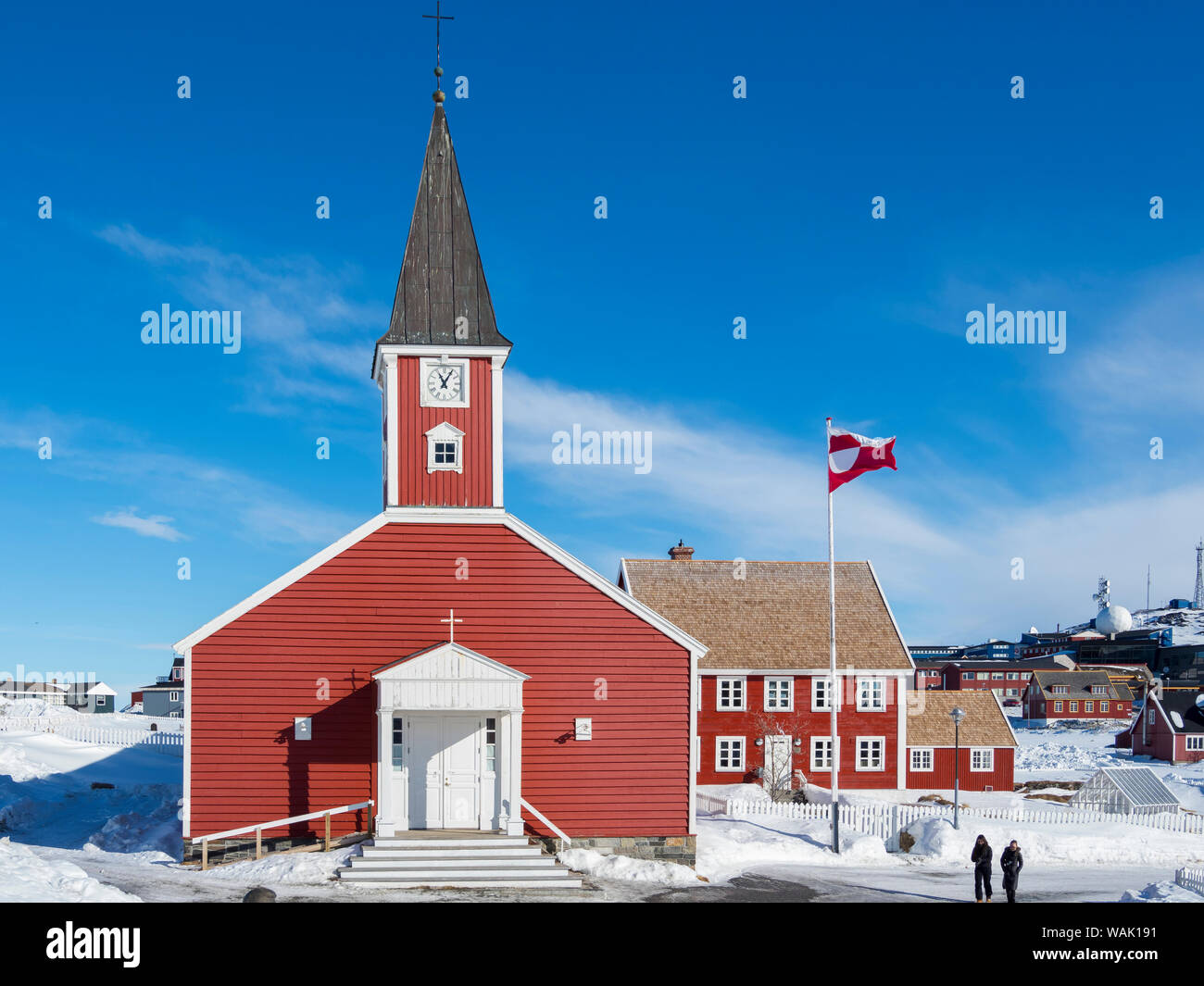 La Chiesa del nostro Salvatore, la cattedrale di Nuuk. La città vecchia di Nuuk, capitale della Groenlandia. (Solo uso editoriale) Foto Stock